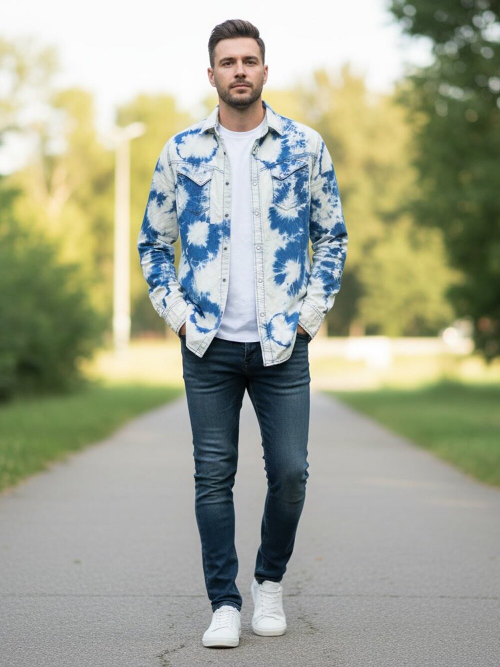 Cult of Individuality Bleach Tie Dye Denim Shirt XL